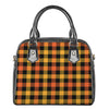 Orange And Black Buffalo Plaid Print Shoulder Handbag