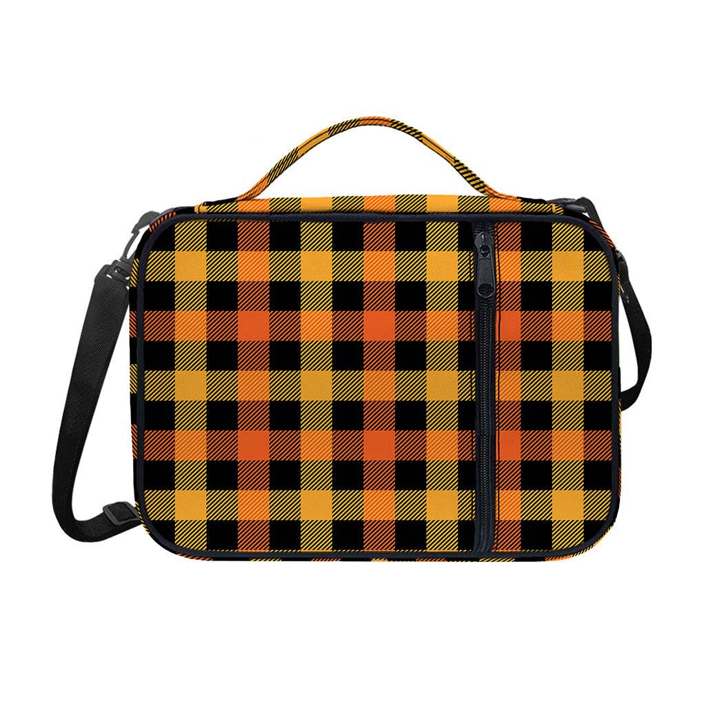 Orange And Black Buffalo Plaid Print Shoulder Strap Bible Bag