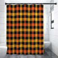 Orange And Black Buffalo Plaid Print Shower Curtain