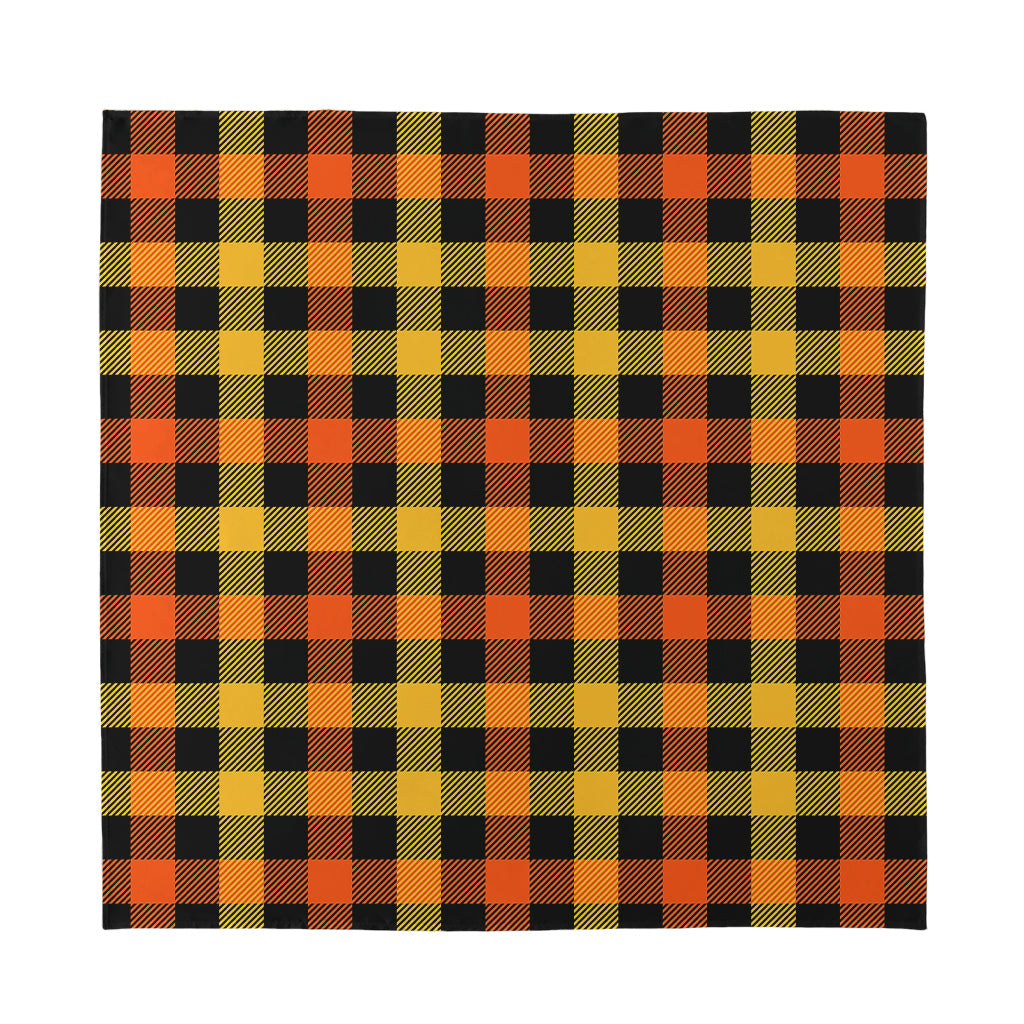 Orange And Black Buffalo Plaid Print Silk Bandana