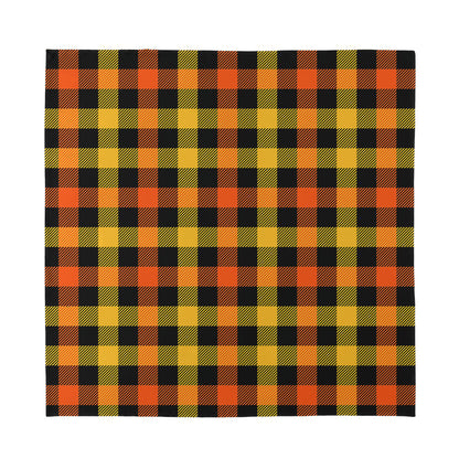 Orange And Black Buffalo Plaid Print Silk Bandana