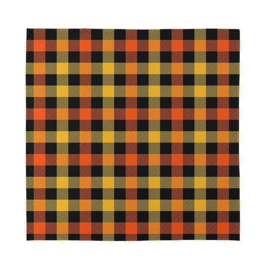 Orange And Black Buffalo Plaid Print Silk Bandana