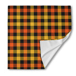 Orange And Black Buffalo Plaid Print Silk Bandana