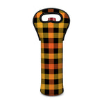 Orange And Black Buffalo Plaid Print Single Neoprene Wine Tote