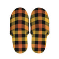 Orange And Black Buffalo Plaid Print Slippers