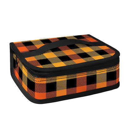 Orange And Black Buffalo Plaid Print Small Lunch Bag