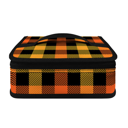 Orange And Black Buffalo Plaid Print Small Lunch Bag