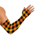Orange And Black Buffalo Plaid Print Sun Protection Arm Sleeves