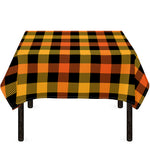 Orange And Black Buffalo Plaid Print Tablecloth