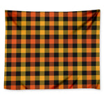 Orange And Black Buffalo Plaid Print Tapestry