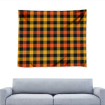 Orange And Black Buffalo Plaid Print Tapestry
