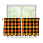 Orange And Black Buffalo Plaid Print Tier Curtains