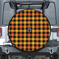 Orange And Black Buffalo Plaid Print Tire Cover With Camera Hole