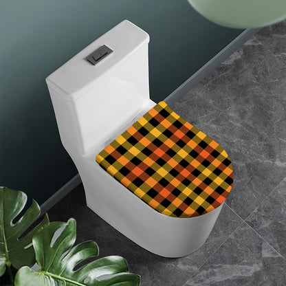 Orange And Black Buffalo Plaid Print Toilet Lid Cover