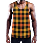 Orange And Black Buffalo Plaid Print Training Tank Top