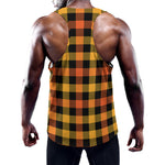 Orange And Black Buffalo Plaid Print Training Tank Top