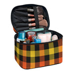 Orange And Black Buffalo Plaid Print Travel Makeup Bag