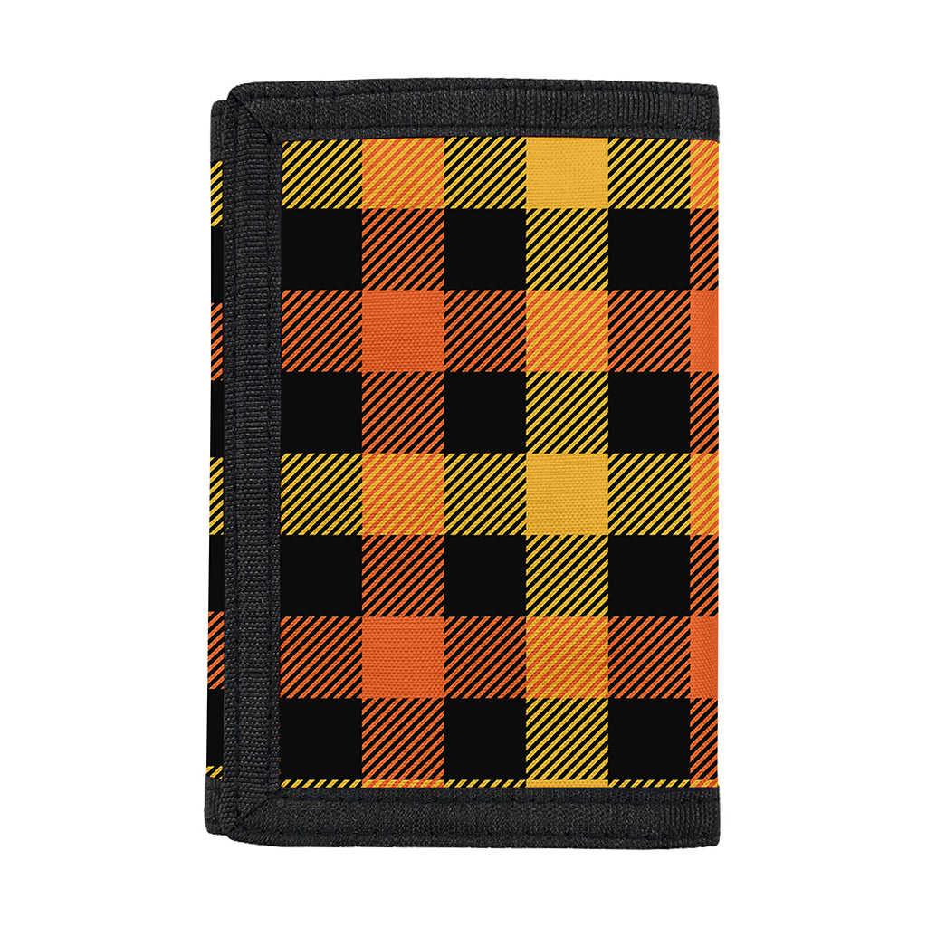 Orange And Black Buffalo Plaid Print Trifold Wallet