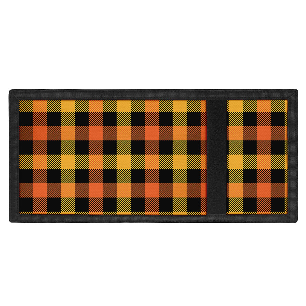Orange And Black Buffalo Plaid Print Trifold Wallet
