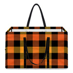 Orange And Black Buffalo Plaid Print Utility Tote Bag