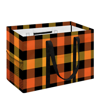 Orange And Black Buffalo Plaid Print Utility Tote Bag