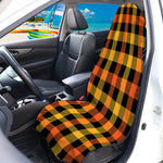 Orange And Black Buffalo Plaid Print Waterproof Car Seat Cover