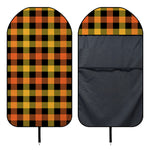 Orange And Black Buffalo Plaid Print Waterproof Car Seat Cover