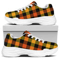 Orange And Black Buffalo Plaid Print White Chunky Shoes