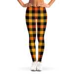 Orange And Black Buffalo Plaid Print Women's Leggings