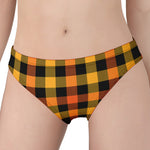 Orange And Black Buffalo Plaid Print Women's Panties