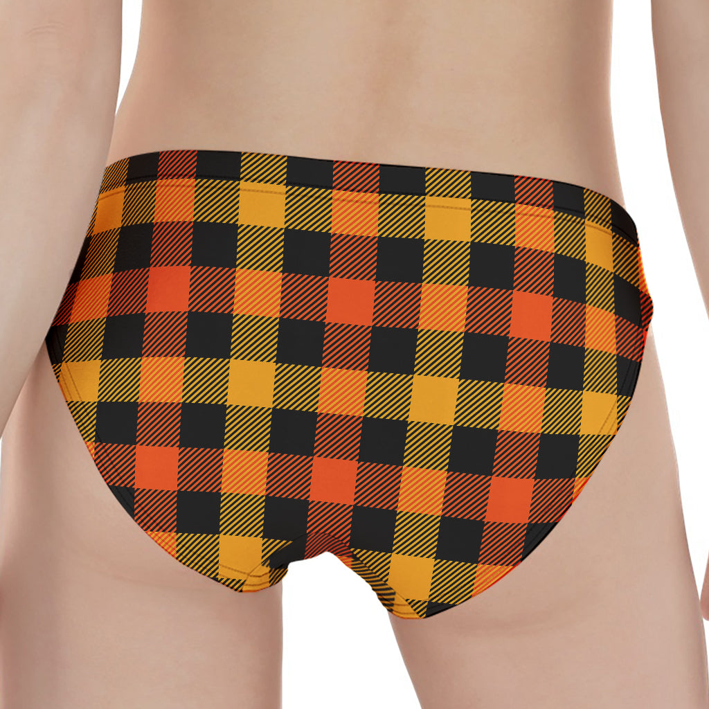 Orange And Black Buffalo Plaid Print Women's Panties