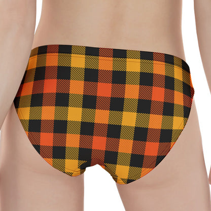Orange And Black Buffalo Plaid Print Women's Panties