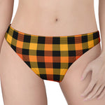 Orange And Black Buffalo Plaid Print Women's Thong