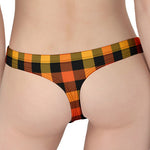 Orange And Black Buffalo Plaid Print Women's Thong