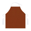 Orange And Black Checkered Pattern Print Adjustable Apron