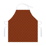 Orange And Black Checkered Pattern Print Adjustable Apron