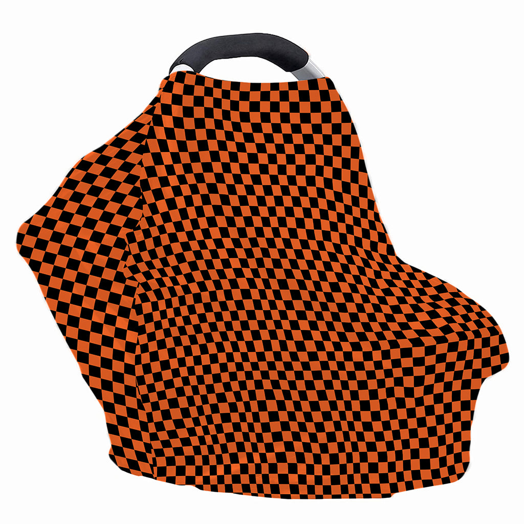 Orange And Black Checkered Pattern Print Baby Seat Cover