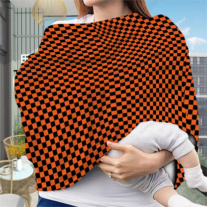 Orange And Black Checkered Pattern Print Baby Seat Cover