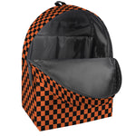 Orange And Black Checkered Pattern Print Backpack