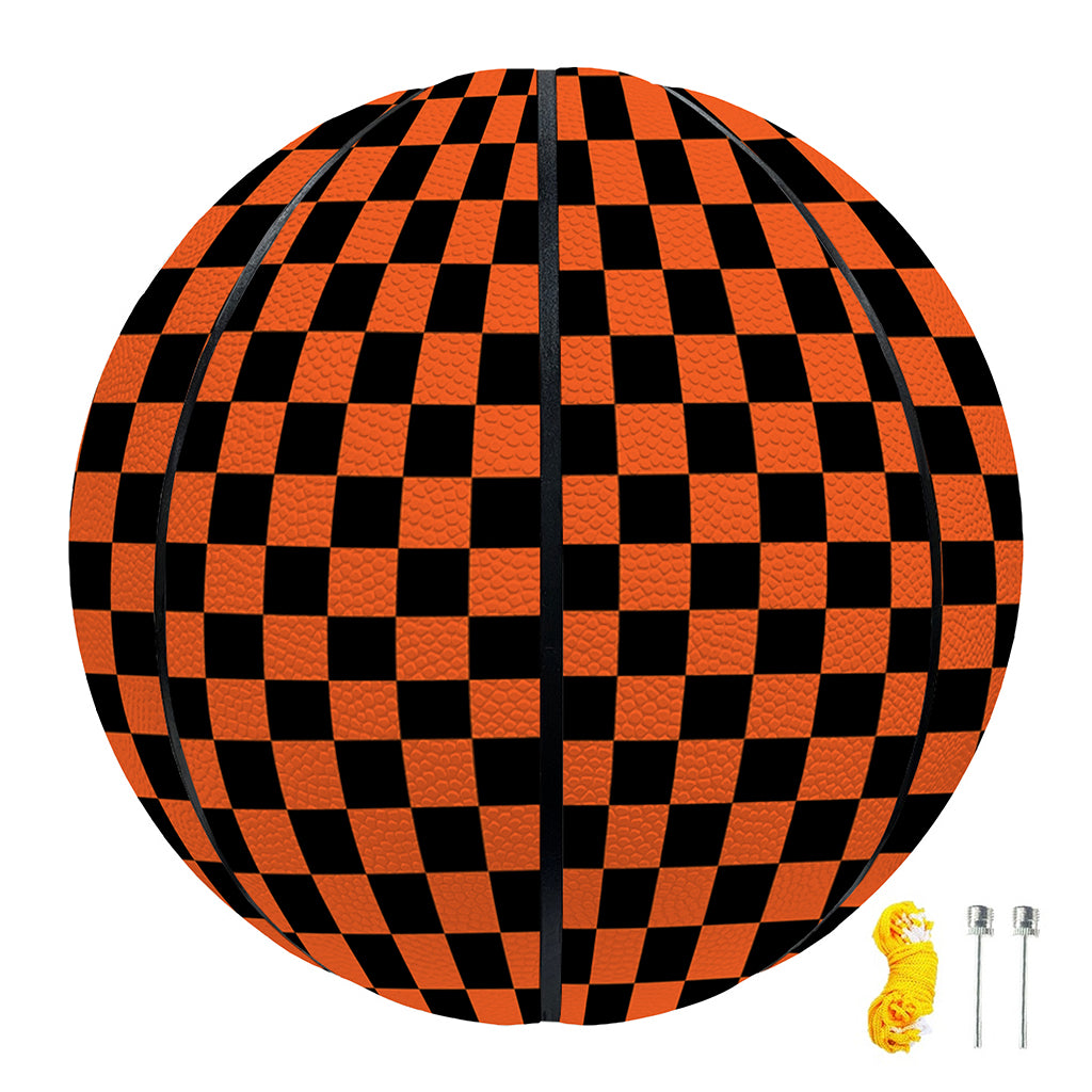 Orange And Black Checkered Pattern Print Basketball