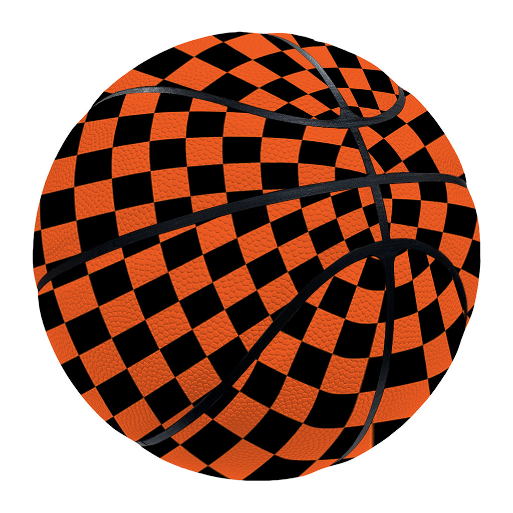 Orange And Black Checkered Pattern Print Basketball