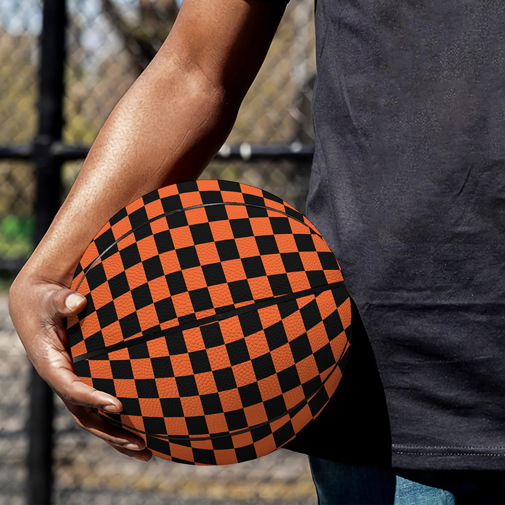 Orange And Black Checkered Pattern Print Basketball
