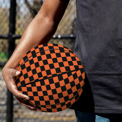 Orange And Black Checkered Pattern Print Basketball
