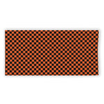 Orange And Black Checkered Pattern Print Beach Towel