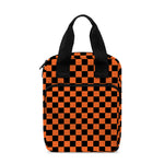 Orange And Black Checkered Pattern Print Bible Tote Bag