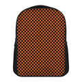 Orange And Black Checkered Pattern Print Casual Backpack