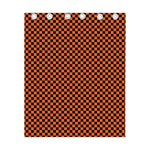 Orange And Black Checkered Pattern Print Curtain