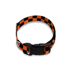 Orange And Black Checkered Pattern Print Dog Collar