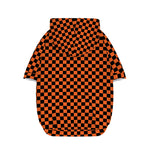 Orange And Black Checkered Pattern Print Dog Zip Up Hoodie