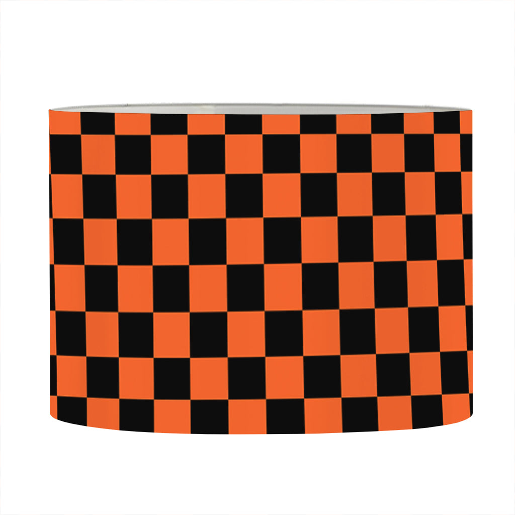 Orange And Black Checkered Pattern Print Drum Lamp Shade